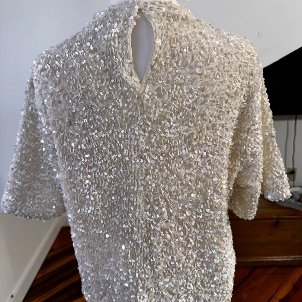 H&M Cream Sequin Blouse - Picture 3 of 8